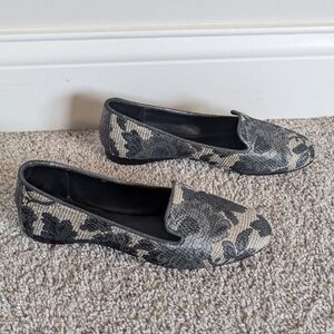 Donald J Pliner Dendasp Metallic Floral Brocade Slipper Flats sz 6